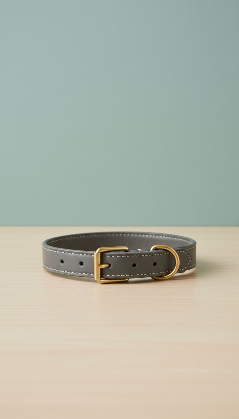 vegan leather collar with matte hardware